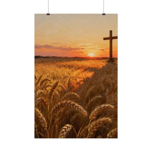 Poster „Erntefeld“ | Wandbild mit goldenem Weizen und Kreuz, Matthäus 9,37 – Christliche Landhausdeko, Glaubensdruck für Thanksgiving Bild 12