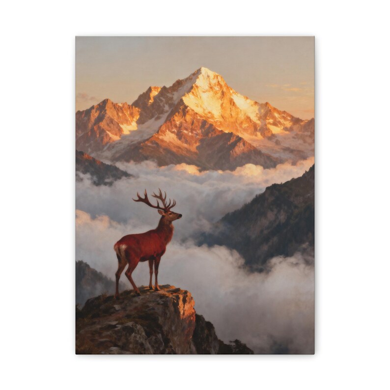 Hinds Feet on High Places Canvas | Habakkuk 3:19 Deer Mountain Wall Art, Christian Strength Gift, Scripture Decor image 1