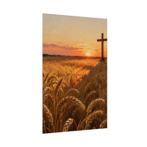 Poster „Erntefeld“ | Wandbild mit goldenem Weizen und Kreuz, Matthäus 9,37 – Christliche Landhausdeko, Glaubensdruck für Thanksgiving Bild 8