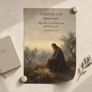 Personalized Jesus Prayer Poster: Custom Name Textured Watercolor Wall Art image 6