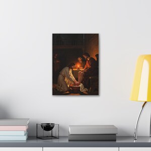 Jesus Washing Feet Canvas Wall Art | John 13:14 Servant Leadership Gift, Foot Washing Painting, Pastor Appreciation image 3