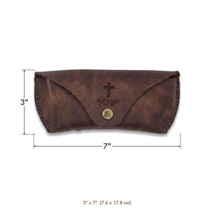 Full-Grain Leather Eyeglass Case — Christian Gift, Genuine Cowhide, Jordan Brown image 6