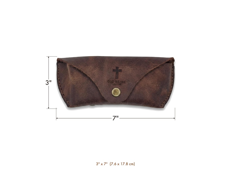 Full-Grain Leather Eyeglass Case — Christian Gift, Genuine Cowhide, Jordan Brown image 6