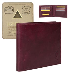 Cartera de cuero personalizada / Cartera de hombre de primera calidad / Cartera con bloqueo RFID Soloist Spinel Purple / Regalo con monograma personalizado para él