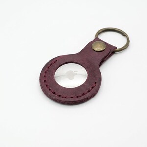 God is Love Leather AirTag Keychain — Christian Gift, Full-Grain Cowhide, Pentecost Red image 4