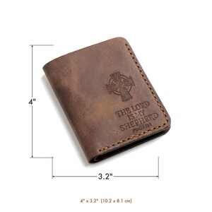 The Lord Is My Shepherd Minimalist Leather Wallet — Christian Gift, Full-Grain Cowhide, Jordan Brown Bild 5
