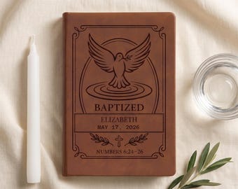 Baptized Dove Engraving Journal | Vegan Leather Personalized Baptism Journal