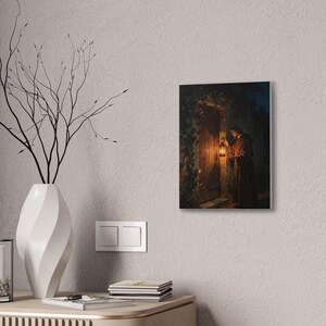 Behold I Stand at the Door Canvas Wall Art | Revelation 3:20, Christian Wall Decor, Lantern Art, Faith Gift for Home image 4