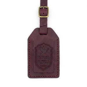 Be Still and Know Leather Luggage Tag — Christian Gift, Full-Grain Cowhide, Pentecost Red image 4