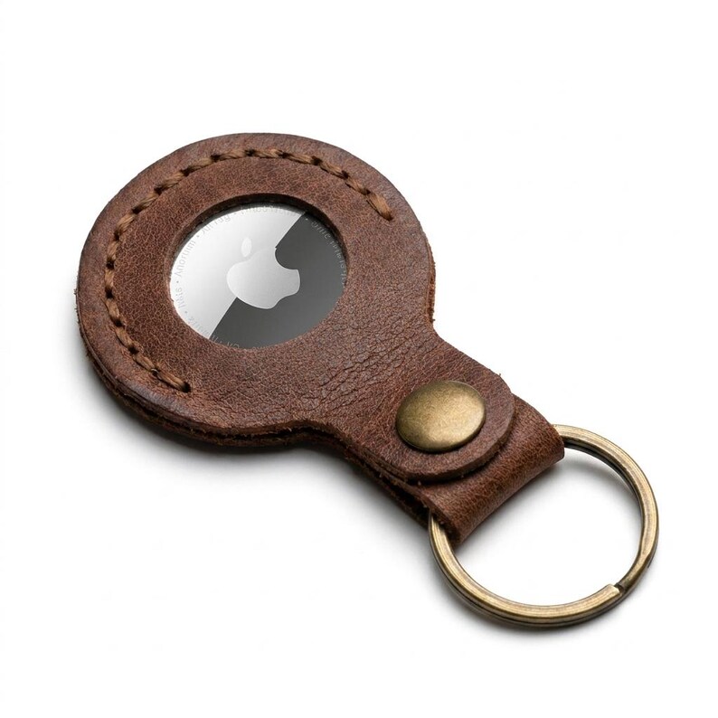 I Will Fear No Evil Leather AirTag Keychain — Christian Gift, Full-Grain Cowhide, Jordan Brown image 4