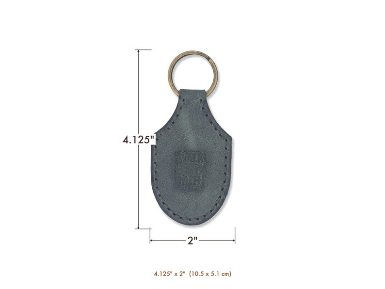 Walk by Faith Leather Stitched Keychain — Christian Gift, Full-Grain Cowhide, Eden Green image 5