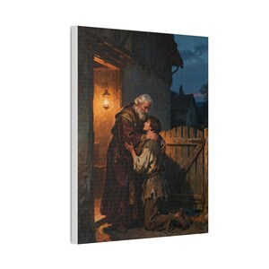 The Prodigal Son Canvas Wall Art | Father's Embrace, Luke 15:20 Forgiveness Christian Decor, Reconciliation Faith Gift zdjęcie 2