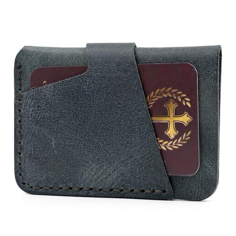 I Will Fear No Evil – Full-Grain Leather Vertical Card Holder Psalm 23:4 Embossed Wallet imagem 3