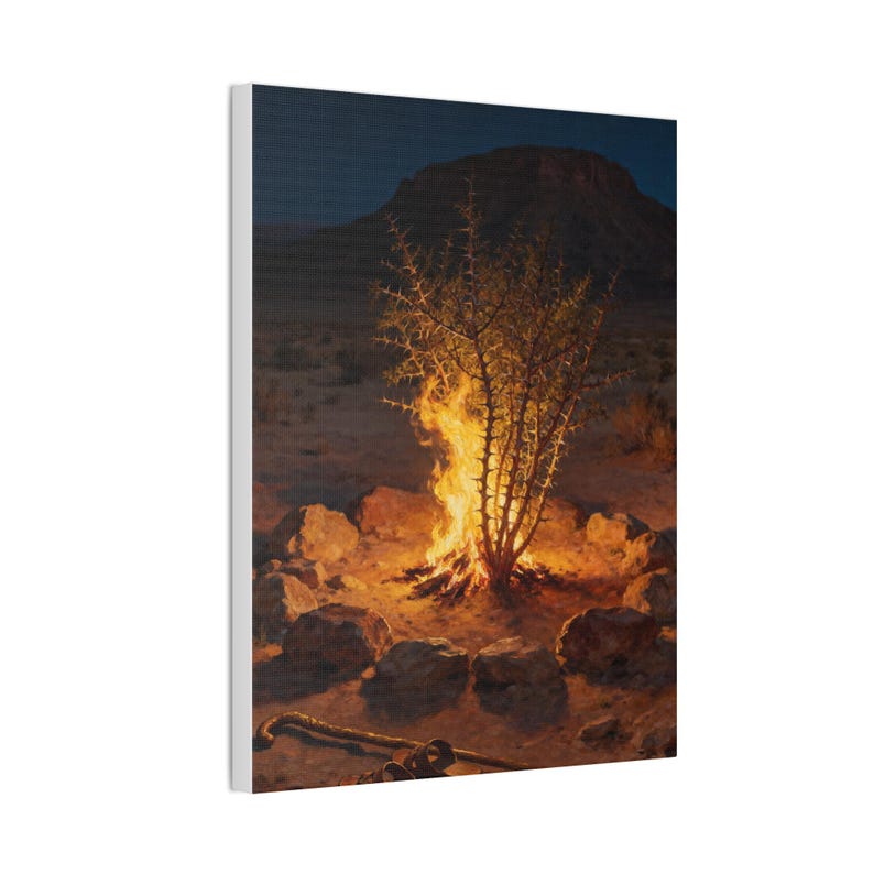 Cuadro de la Zarza Ardiente / Pintura del Lugar Sagrado de Éxodo 3:5, Arte Bíblico de Moisés, Regalo para la Llamada Cristiana imagen 2