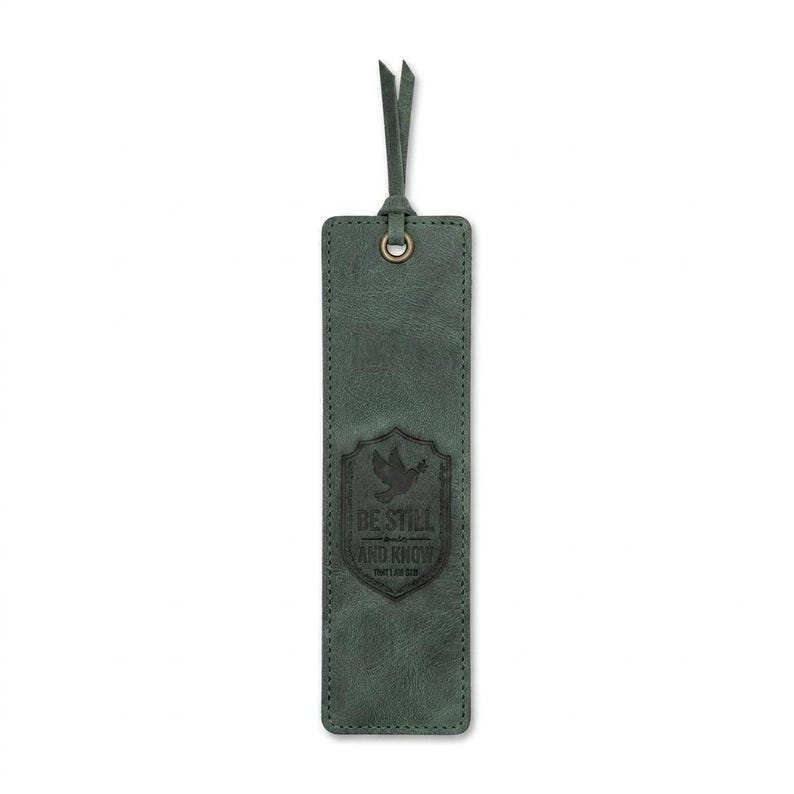 Be Still and Know Leather Bible Bookmark – Eden Green Full-Grain Cowhide Tassel Christian Gift afbeelding 4