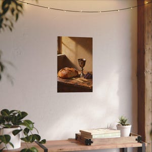 Bread and Cup Poster | Communion Wall Art, John 6:35 Bread of Life Print, First Communion Gift, Christian Kitchen Decor image 5
