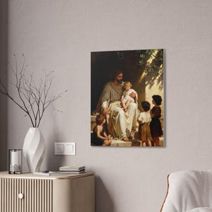 Cuadro decorativo «Dejen venir a los niños» / Jesús con los niños, Marcos 10:14. Decoración cristiana para guardería, regalo de bautismo. imagen 12