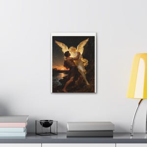 Jacob Wrestling the Angel Canvas | Genesis 32 Wall Art, I Will Not Let Go, Christian Gift for Men, Perseverance Art image 3