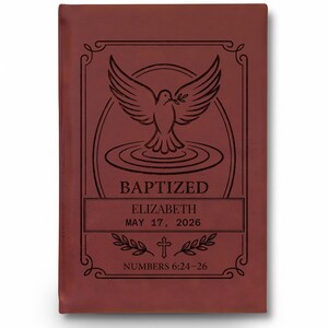 Baptized Dove Engraving Journal | Vegan Leather Personalized Baptism Journal image 6