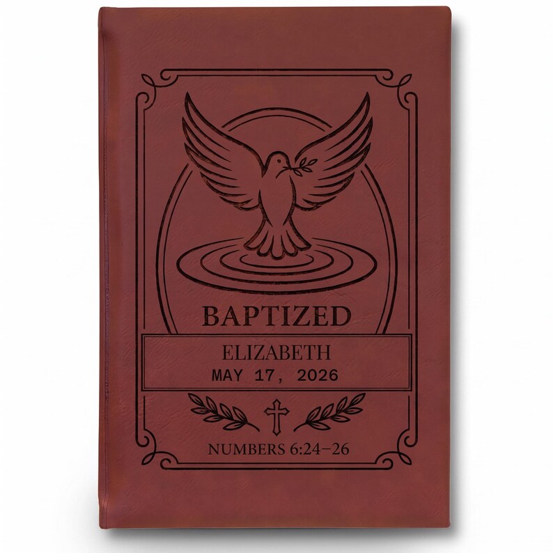Baptized Dove Engraving Journal | Vegan Leather Personalized Baptism Journal image 6