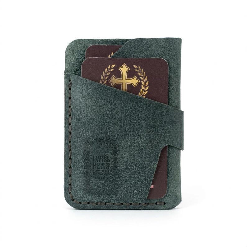 I Will Fear No Evil – Full-Grain Leather Vertical Card Holder Psalm 23:4 Embossed Wallet imagem 2