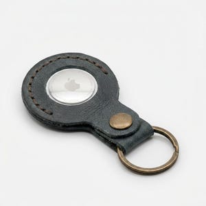 Walk by Faith Leather AirTag Keychain — Christian Gift, Full-Grain Cowhide, Eden Green image 5