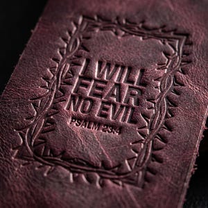 I Will Fear No Evil Leather Bookmark – Full-Grain Cowhide Bible Verse Tassel image 3