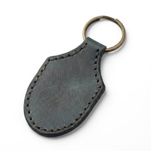 Walk by Faith Leather Stitched Keychain — Christian Gift, Full-Grain Cowhide, Eden Green image 4