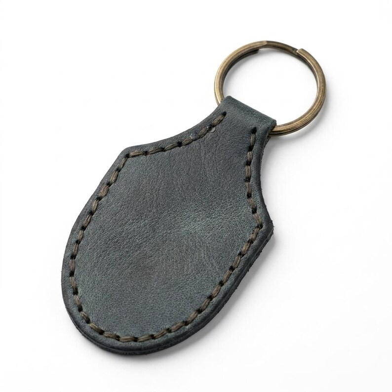 Walk by Faith Leather Stitched Keychain — Christian Gift, Full-Grain Cowhide, Eden Green image 4