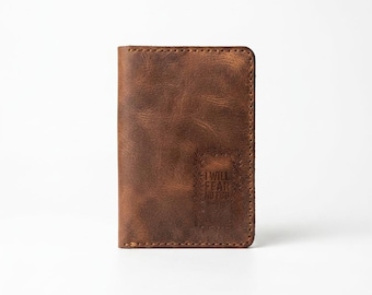 Mission Trip Gift, I Will Fear No Evil Leather Passport Holder, Christian Travel Gift for Missionary or Pilgrimage, Full Grain Leather