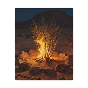 Cuadro de la Zarza Ardiente / Pintura del Lugar Sagrado de Éxodo 3:5, Arte Bíblico de Moisés, Regalo para la Llamada Cristiana imagen 5