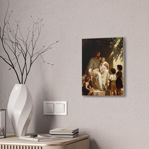 Cuadro decorativo «Dejen venir a los niños» / Jesús con los niños, Marcos 10:14. Decoración cristiana para guardería, regalo de bautismo. imagen 4