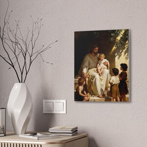 Cuadro decorativo «Dejen venir a los niños» / Jesús con los niños, Marcos 10:14. Decoración cristiana para guardería, regalo de bautismo. imagen 8