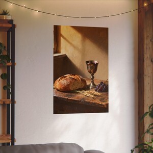 Bread and Cup Poster | Communion Wall Art, John 6:35 Bread of Life Print, First Communion Gift, Christian Kitchen Decor image 15