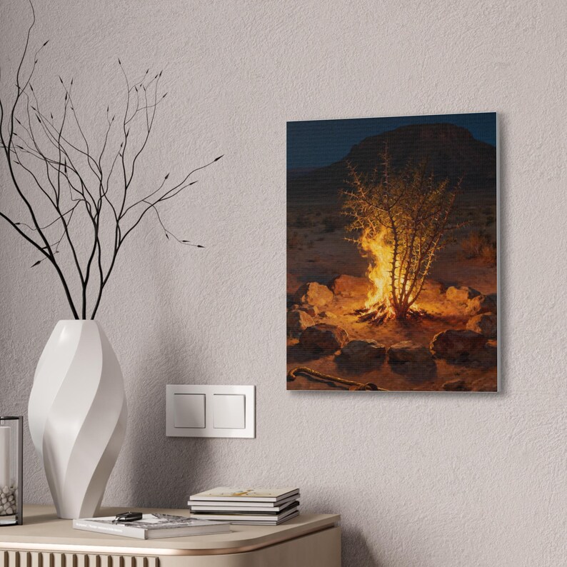 Cuadro de la Zarza Ardiente / Pintura del Lugar Sagrado de Éxodo 3:5, Arte Bíblico de Moisés, Regalo para la Llamada Cristiana imagen 8