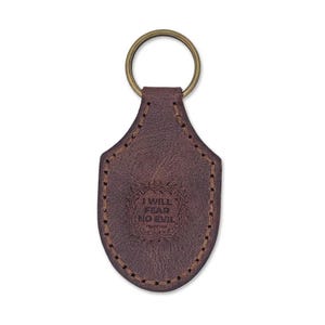 I Will Fear No Evil Leather Stitched Keychain — Christian Gift, Full-Grain Cowhide, Jordan Brown Bild 2