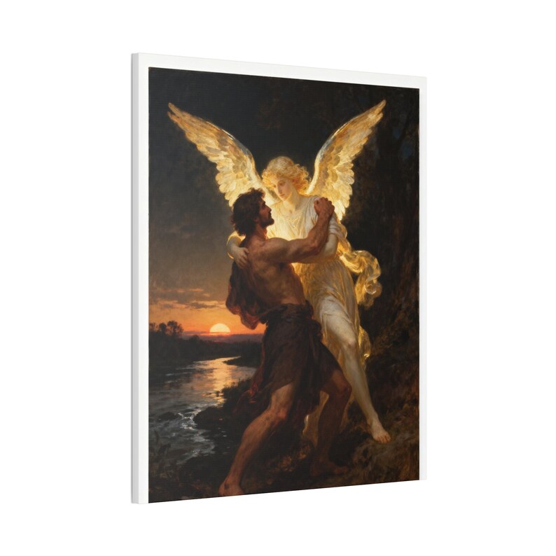 Jacob Wrestling the Angel Canvas | Genesis 32 Wall Art, I Will Not Let Go, Christian Gift for Men, Perseverance Art image 10
