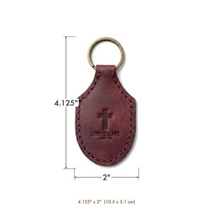 God Is Love Leather Stitched Keychain — Christian Gift, Full-Grain Cowhide, Pentecost Red Bild 5
