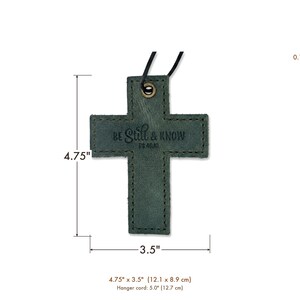 Be Still and Know Leather Wall Cross — Christian Gift, Full-Grain Cowhide, Eden Green imagen 5