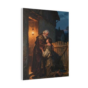 The Prodigal Son Canvas Wall Art | Father's Embrace, Luke 15:20 Forgiveness Christian Decor, Reconciliation Faith Gift zdjęcie 6
