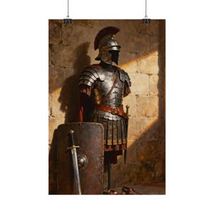 Armor of God Poster | Roman Armour Wall Art, Ephesians 6:11 Christian Gift for Men, Boys Room Faith Decor image 2