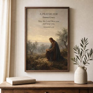 Personlig Jesusbönposter: Anpassad namntexturerad akvarell väggkonst