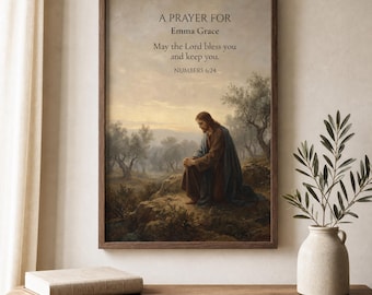 Personalized Jesus Prayer Poster: Custom Name Textured Watercolor Wall Art