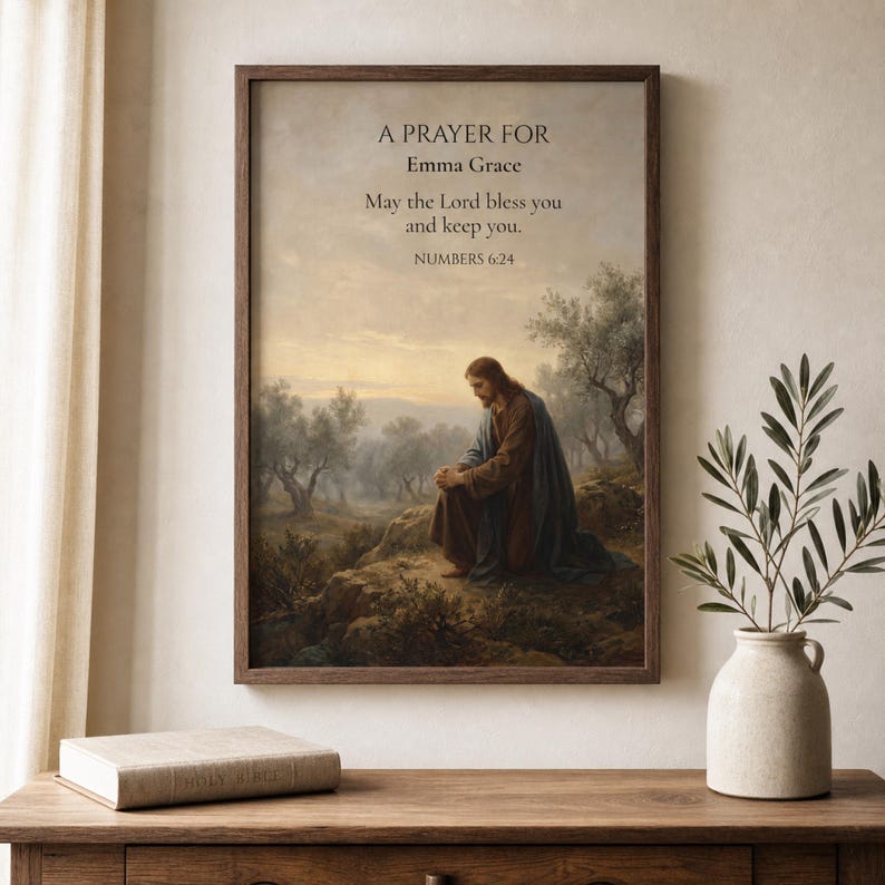 Personalized Jesus Prayer Poster: Custom Name Textured Watercolor Wall Art image 1