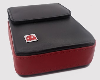 Handmade Leather Case for Miyoo Mini Plus, Magnetic Card Holder, Retro Gamer Gift