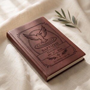 Baptized Dove Engraving Journal | Vegan Leather Personalized Baptism Journal image 9