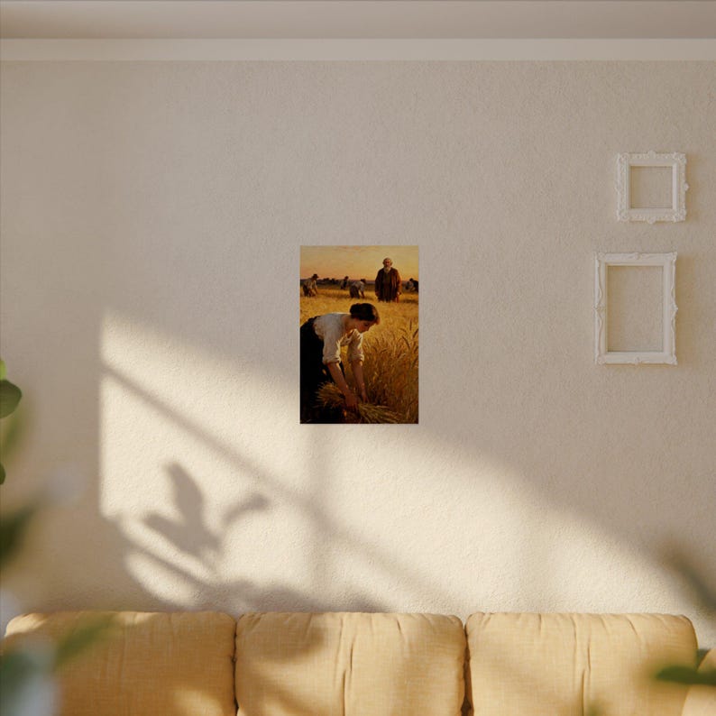Ruth in the Field Poster | Ruth 2:12 Under His Wings, Harvest Bible Art, Christian Wedding Gift Print image 9