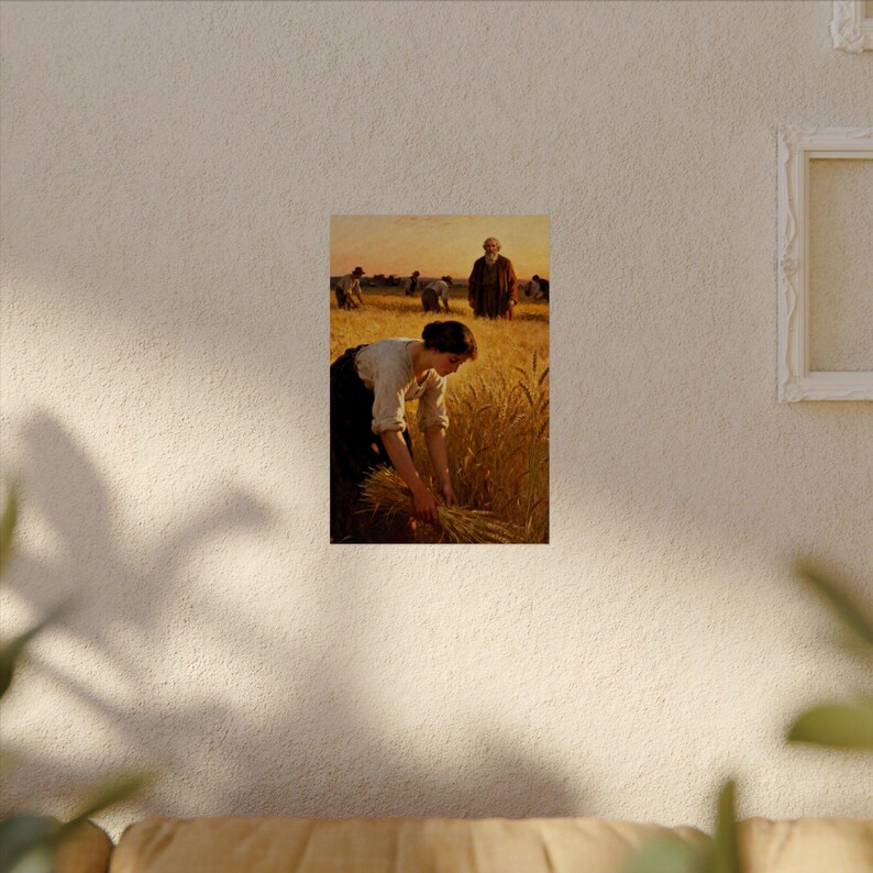 Ruth in the Field Poster | Ruth 2:12 Under His Wings, Harvest Bible Art, Christian Wedding Gift Print image 4