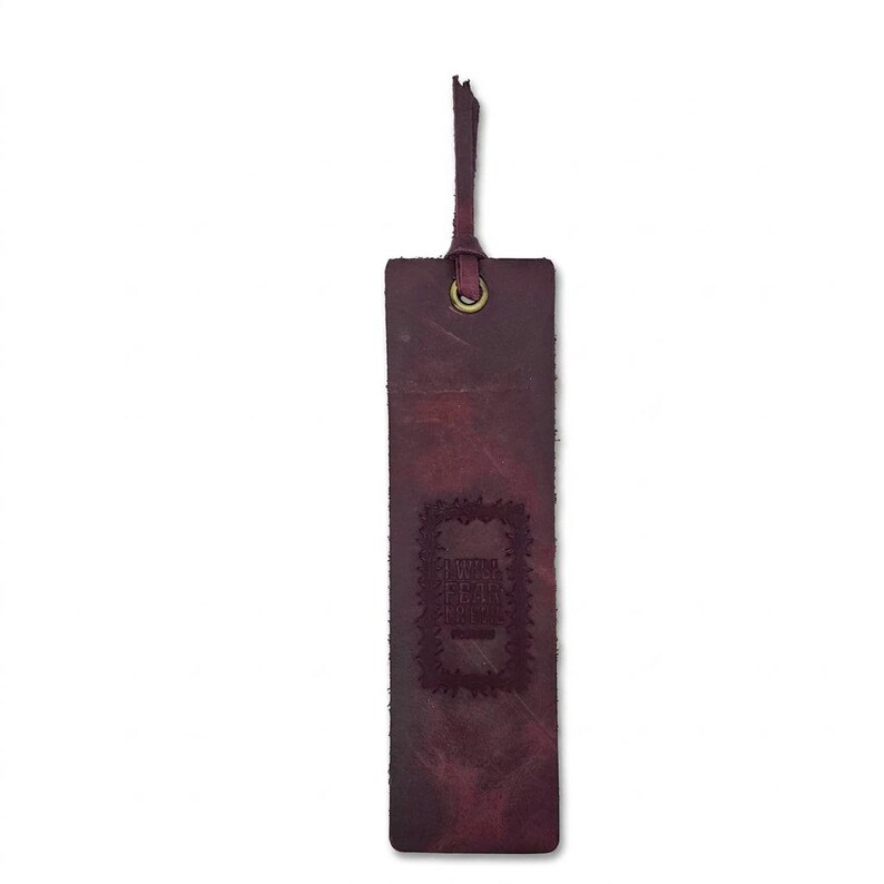 I Will Fear No Evil Leather Bookmark – Full-Grain Cowhide Bible Verse Tassel image 4