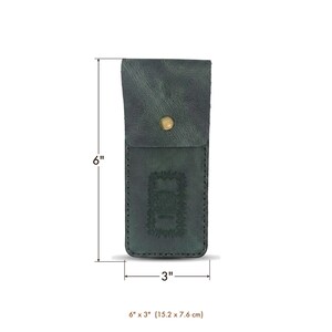 Full-Grain Leather Pen Sleeve – Psalm 23:4 Embossed, Eden Green Cowhide image 6